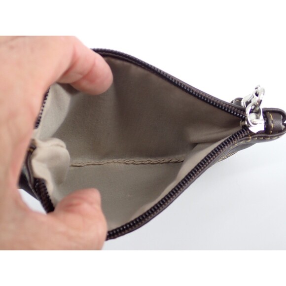 Born Brown Leather Logo Coin Brown Purse Wristlet Bag With Strap & Hook Small - Picture 7 of 10